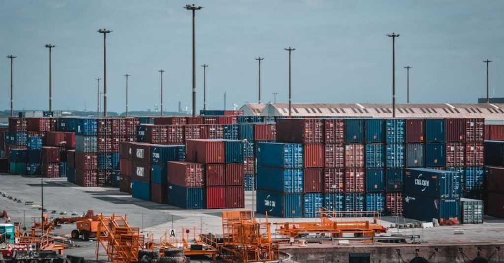 Containers - Intermodal Container Stacked on Port